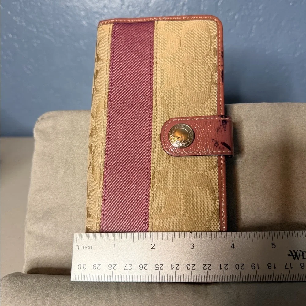 Coach Tan and Pink Signature Wallet